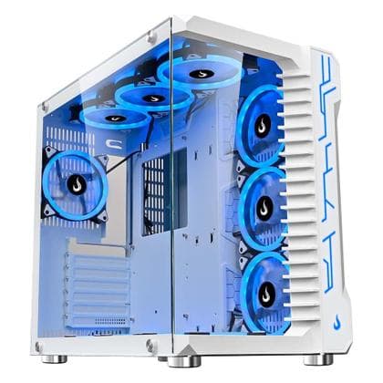 Gabinete Gamer Rise Mode Galaxy Glass, Mid Tower, ATX, Lateral e Frontal em Vidro Temperado, Sem FANs, Branco - RM-GA-GG-FW